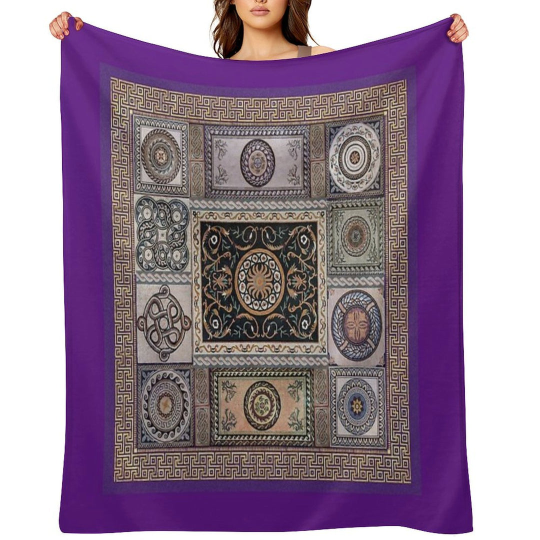 Roman Mosaic - Purple Comfort Throw Blanket