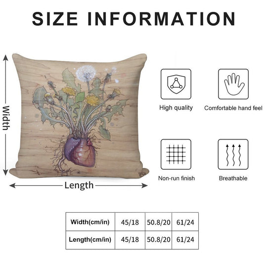 Dandelion Heart Soft Warmth Comfort Throw Pillow