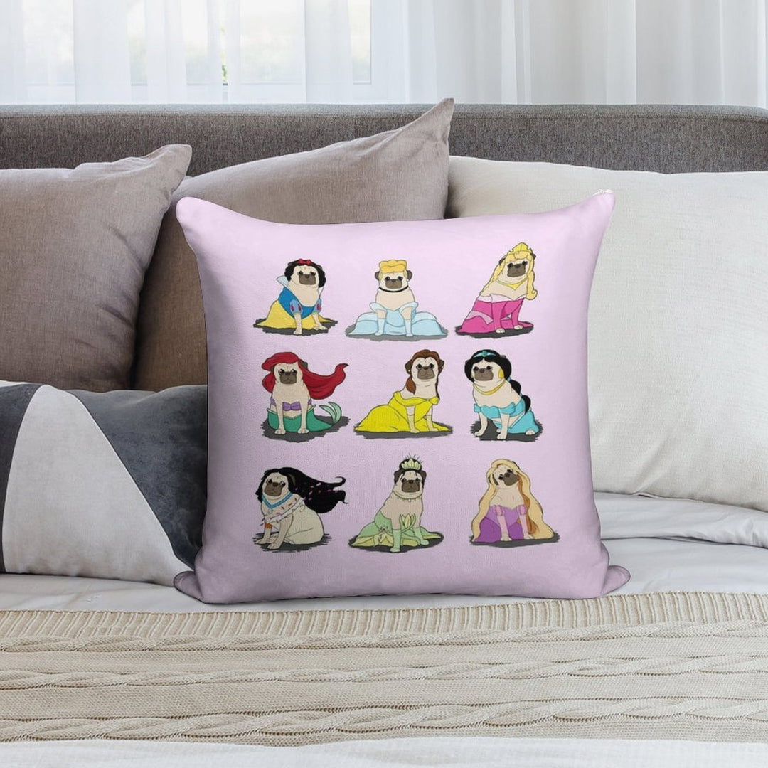 Pug Princesses Version 2 Soft Skin-Friendly Throw Pillow