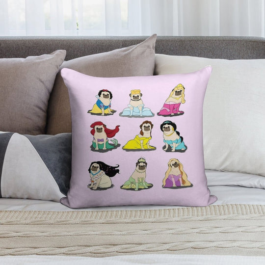 Pug Princesses Version 2 Soft Skin-Friendly Throw Pillow