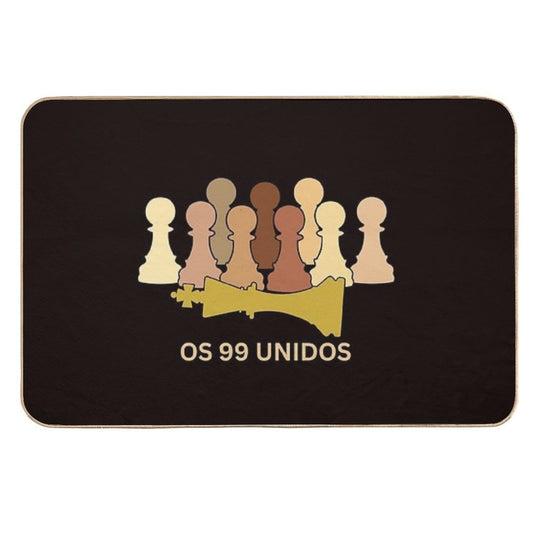 The 99 United -(Portuguese (Português)) Worldwide Unity of The 99 (Flesh Tone Pawns W Gold King) Durable Bath Mat