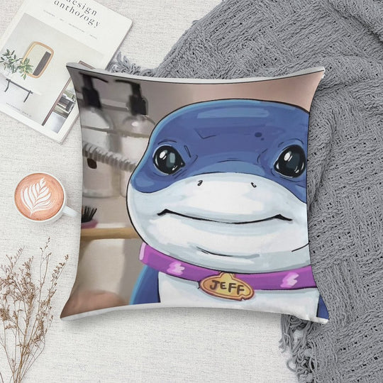 Jeff The Land Shark Soft Reinforced Edging Throw Pillow