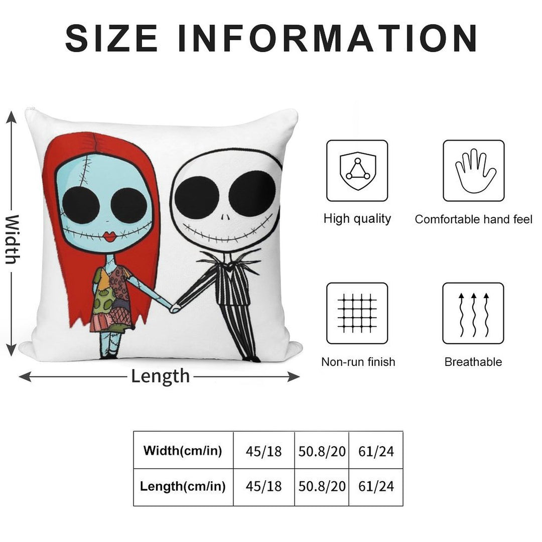 Jack And Sandy - The Nightmare Before Christmas Soft Anti-Pilling Throw Pillow