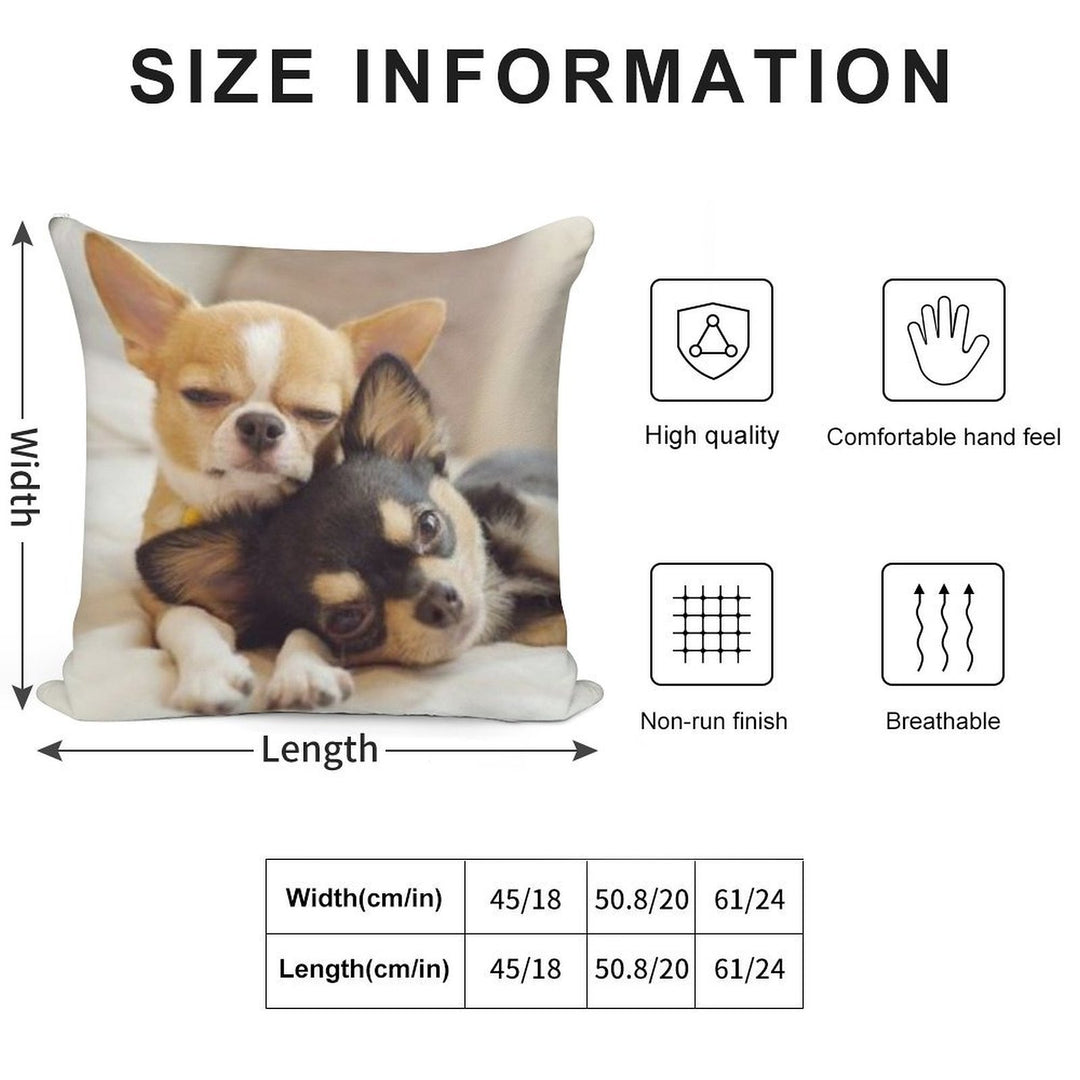 Two Cute Chihuahua Puppies Photograph Soft Easy Maintenance Throw Pillow