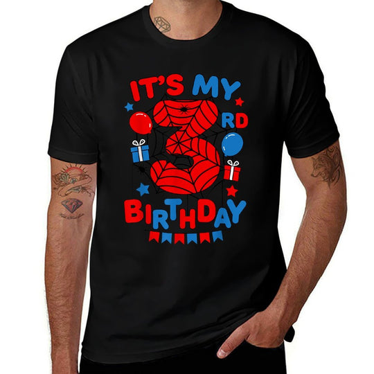 Its My 3rd Birthday Spider Theme Party 3 Year Old Boys Kids  Polyester Blend T-Shirt