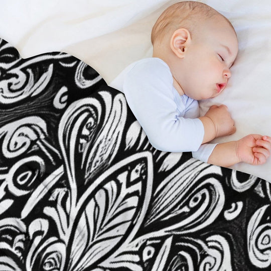 Sketched Traditional Pattern Digital Painting Travel-friendly Throw Blanket