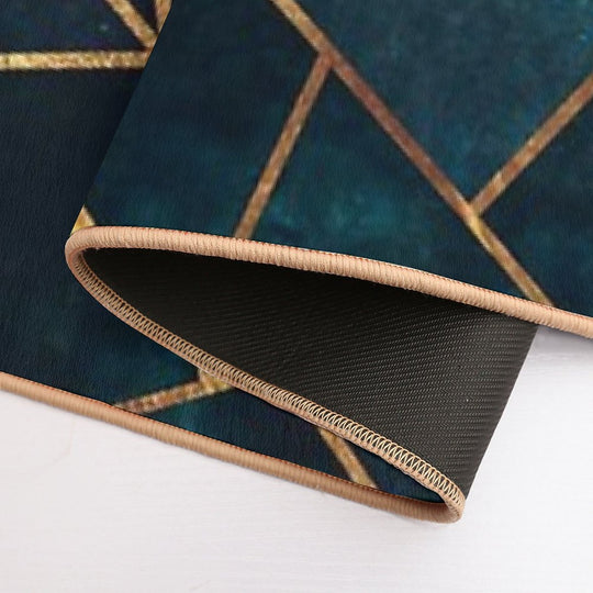 Deep Teal Geometric  Absorbent Bath Mat