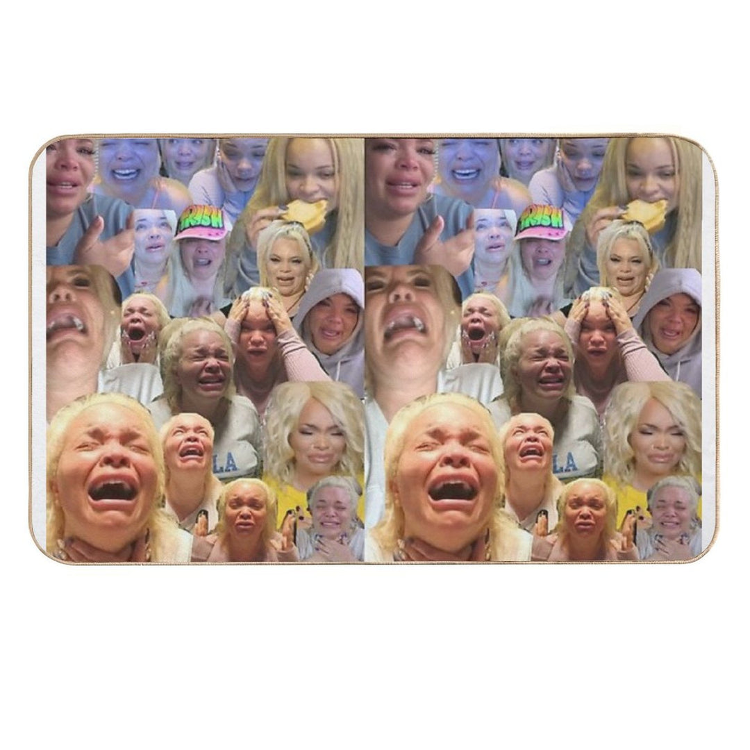 Trisha Pastas Crying on Her Kitchen Floor Collage  High-Traffic Bath Mat