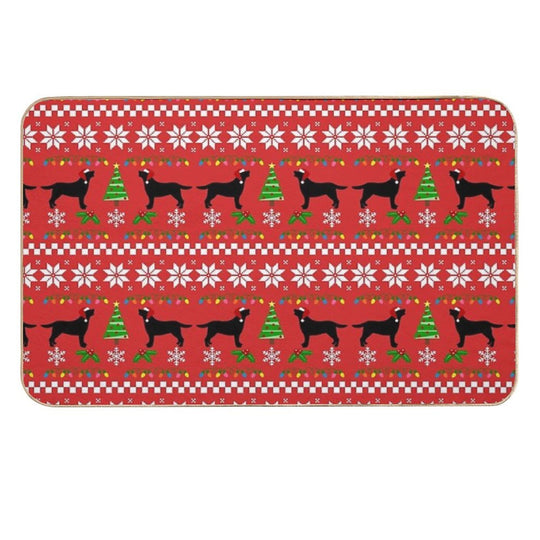 Black Labrador Happy Christmas Sweater Pattern  Pet-Safe Bath Mat