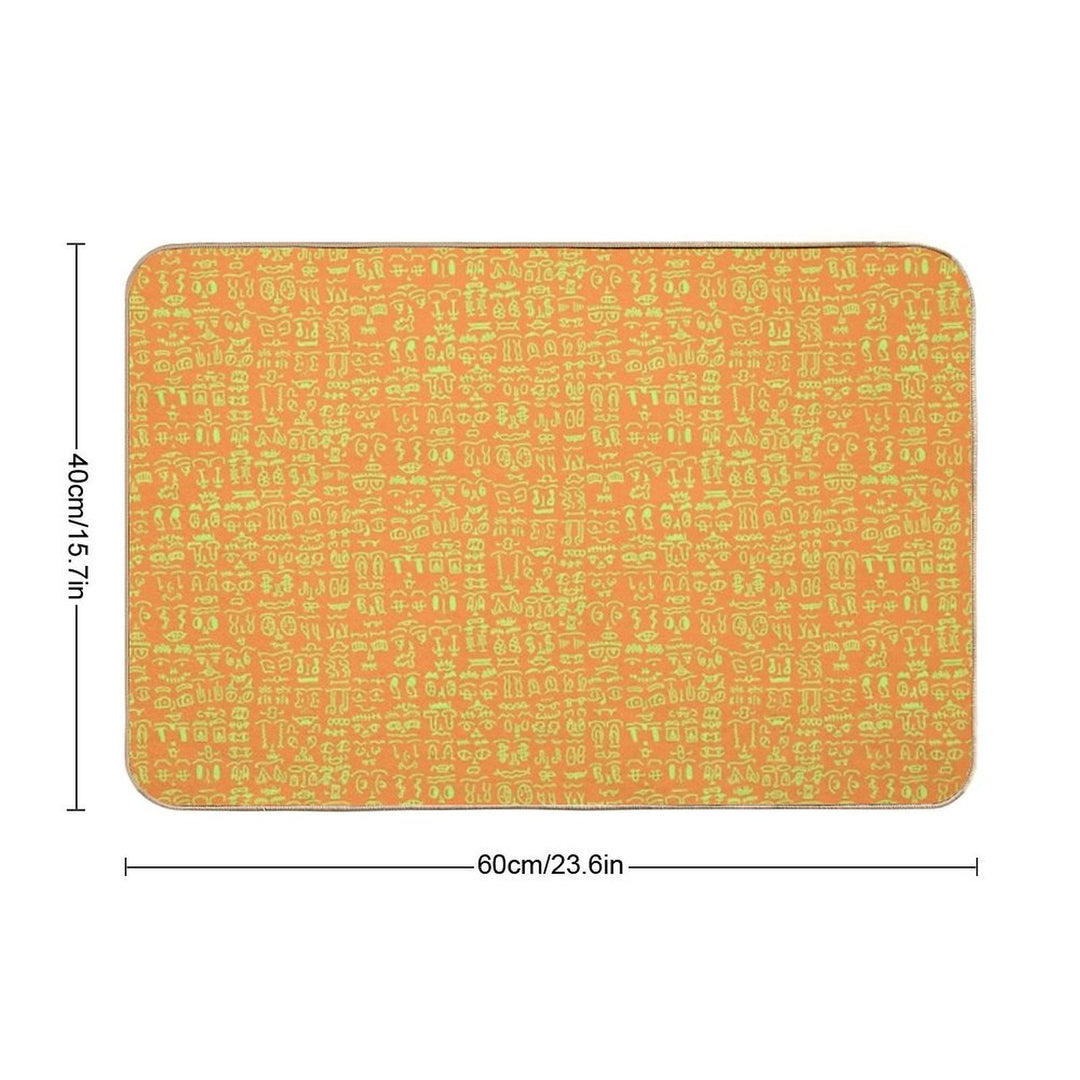 Doodles with Yellow Strokes on An Orange Background  Anti-Trip Bath Mat