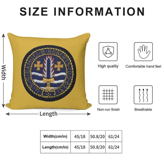 USS SAMUEL B. ROBERTS (DD-823) SHIP'S STORE Soft Short Plush Fabric Throw Pillow