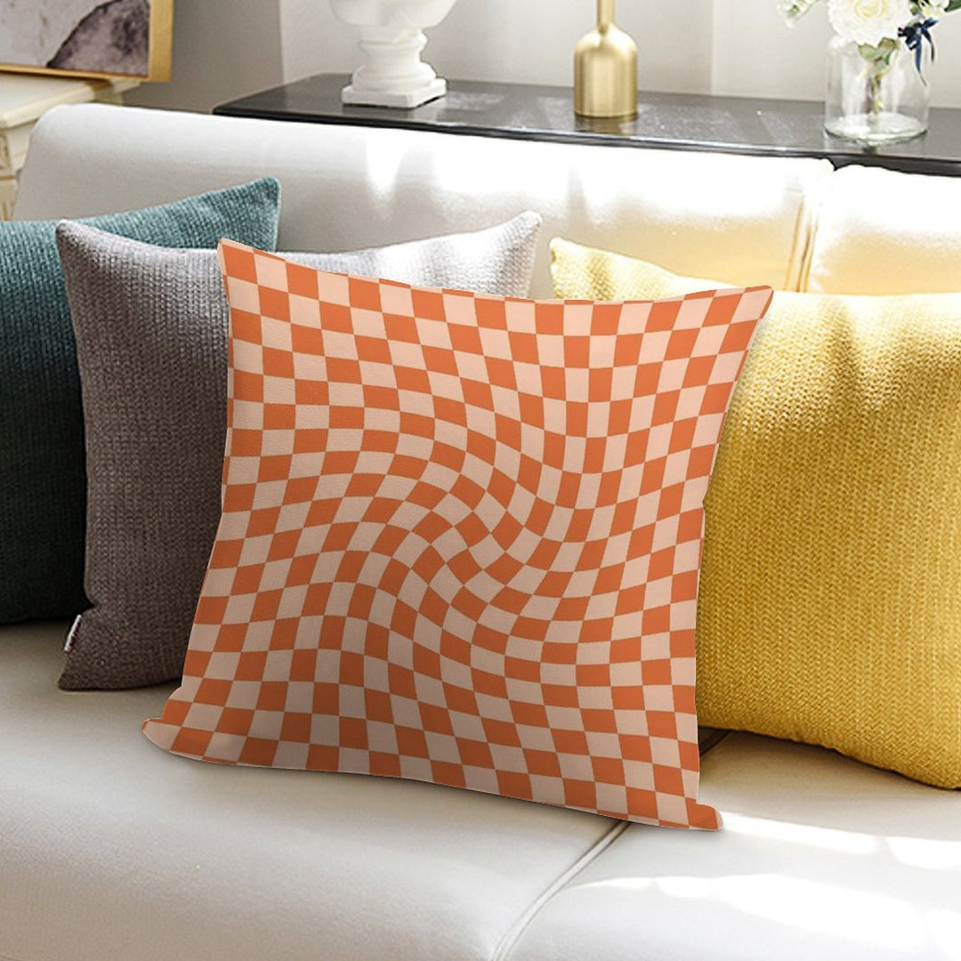 Check IV - Orange Twist Soft Bedroom Essential Throw Pillow
