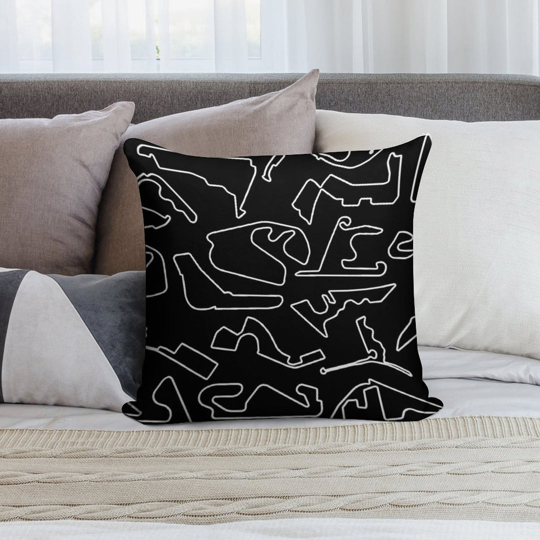 Formula One Circuits Outline - Black Soft Bedroom Essential Throw Pillow
