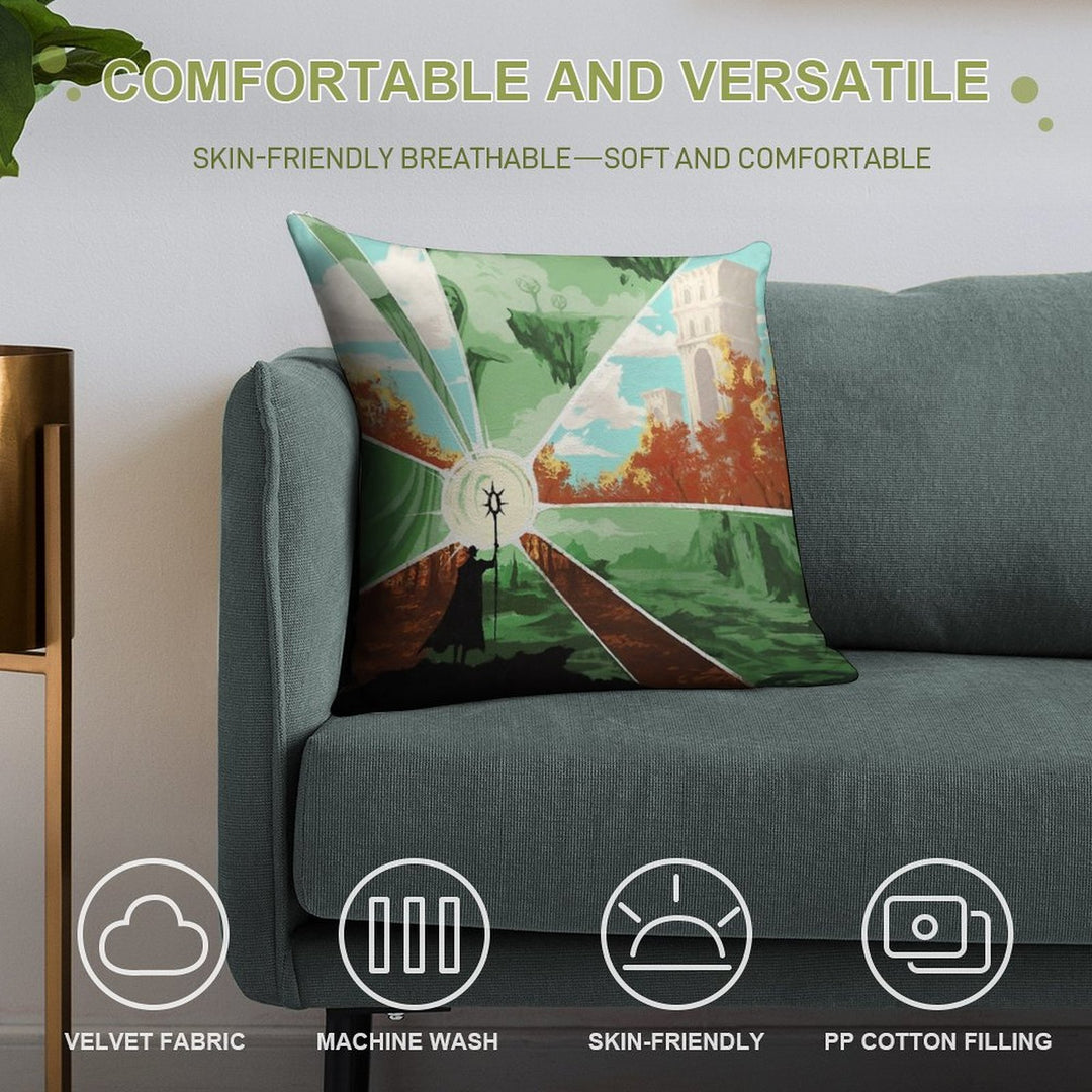 The World That Wakes And The World That Dreams Soft Short Plush Fabric Throw Pillow