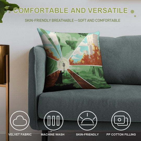 The World That Wakes And The World That Dreams Soft Short Plush Fabric Throw Pillow