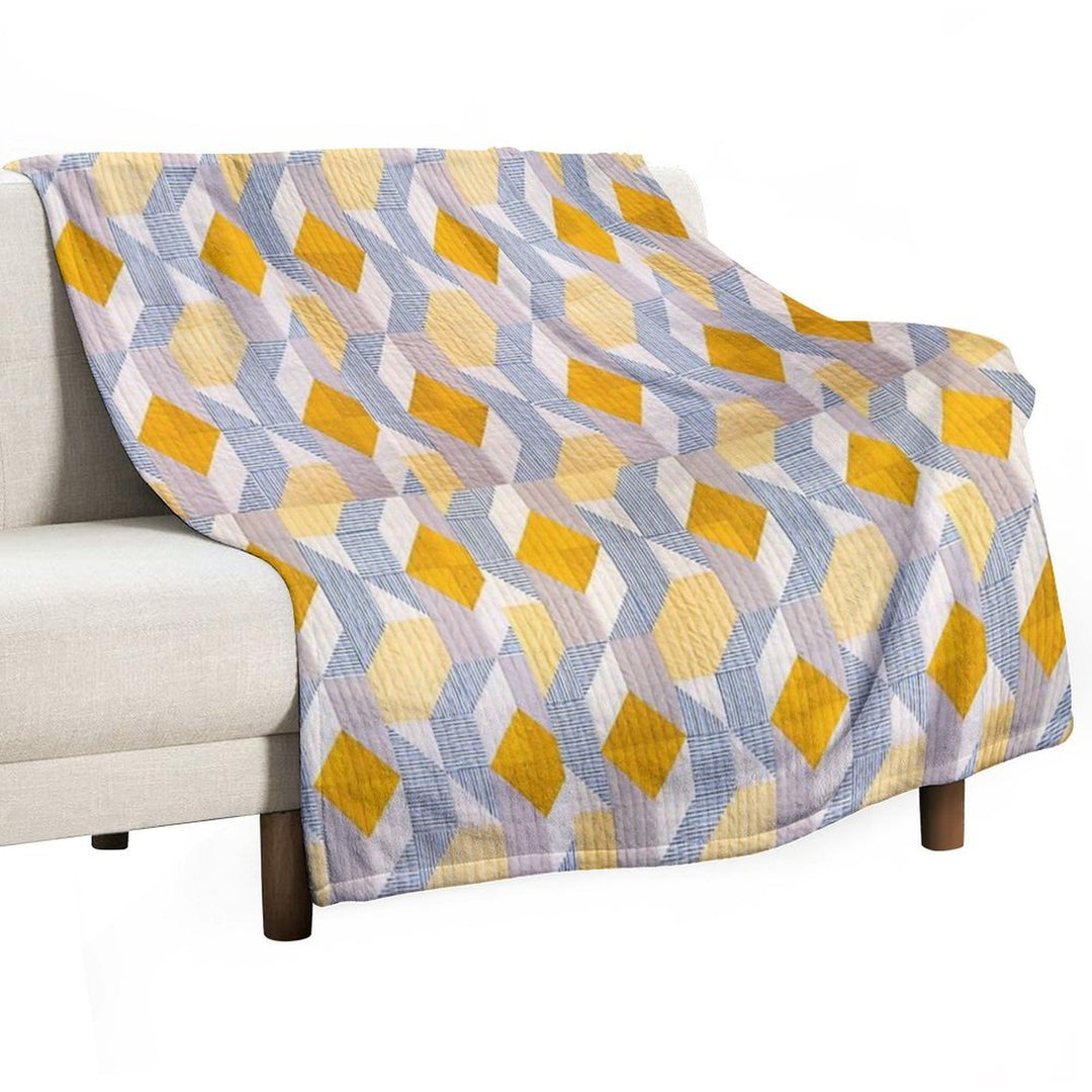 Quilted Geometric Patchwork Ethic Pattern Boho Wrinkle-free Throw Blanket