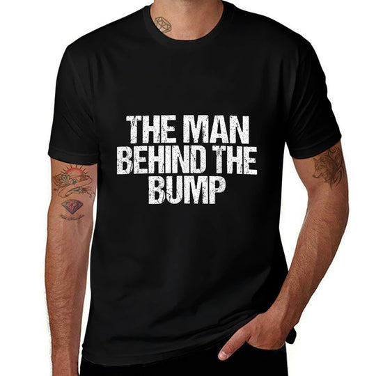 Man Behind The Bump Pregnancy Announcement Christmas  Polyester Blend T-Shirt
