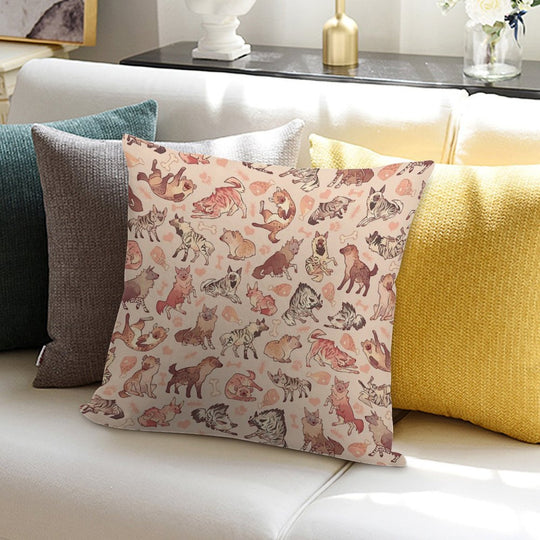 Hyenas in Creamy Orange Soft Easy Maintenance Throw Pillow