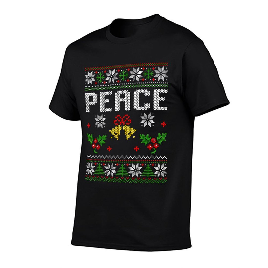 Peace I Come In Peace Couple Matching Ugly Christmas Sweater  Summer-ready Fabric T-Shirt