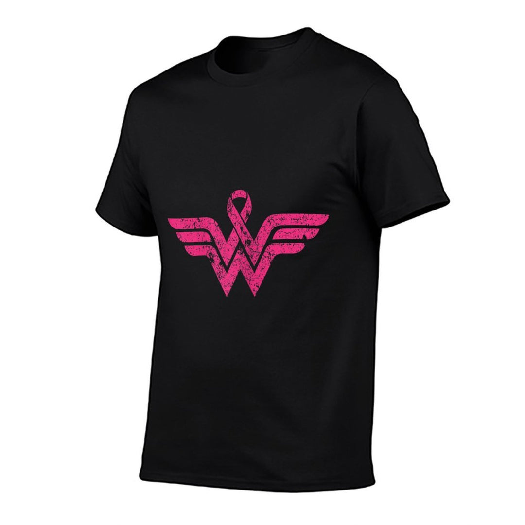 Vintage Retro Breast Cancer Awareness Pink Ribbon Superhero  Slim-fit Cut T-Shirt