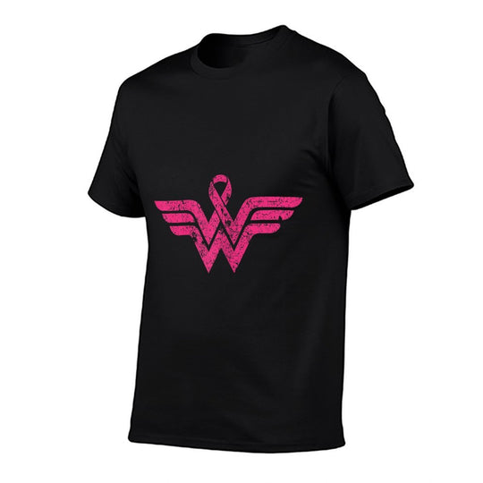 Vintage Retro Breast Cancer Awareness Pink Ribbon Superhero  Slim-fit Cut T-Shirt