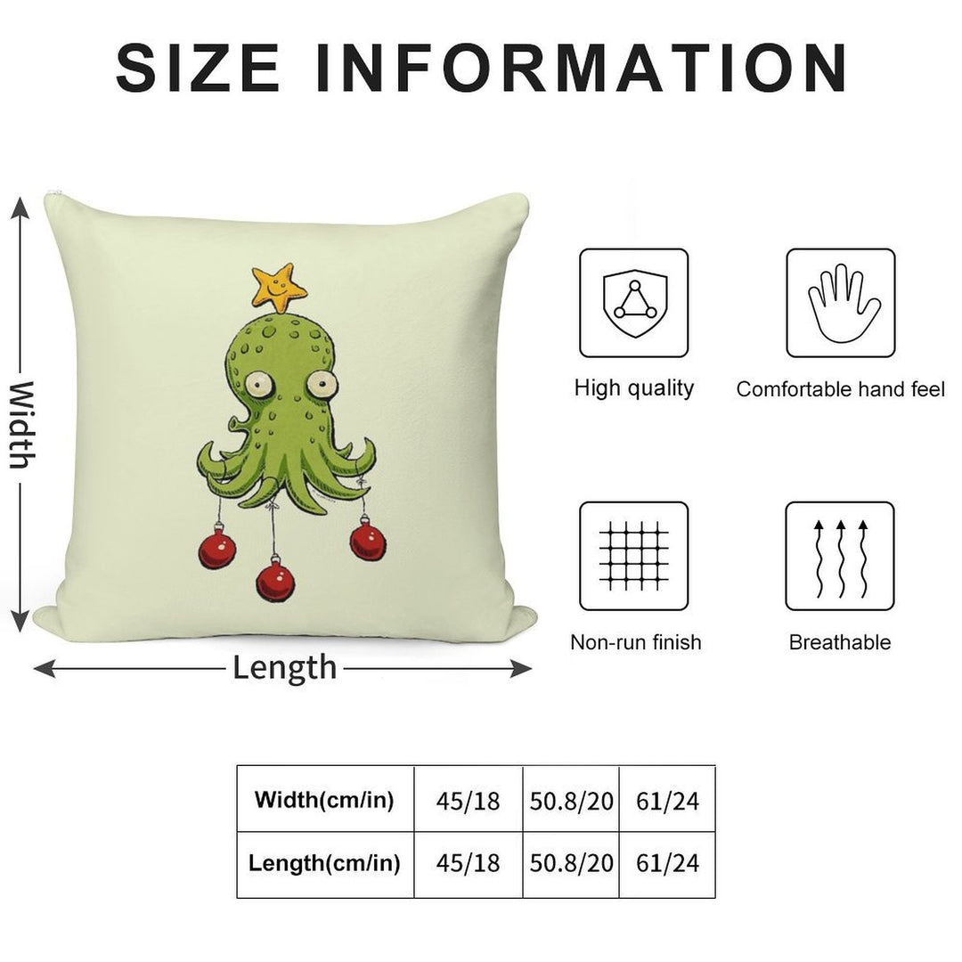 Christmas Cephalopod Soft Fade-Resistant Throw Pillow