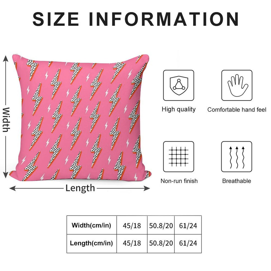 Lightning Bolt Thunder Flash Preppy Pink Soft High-Density Material Throw Pillow