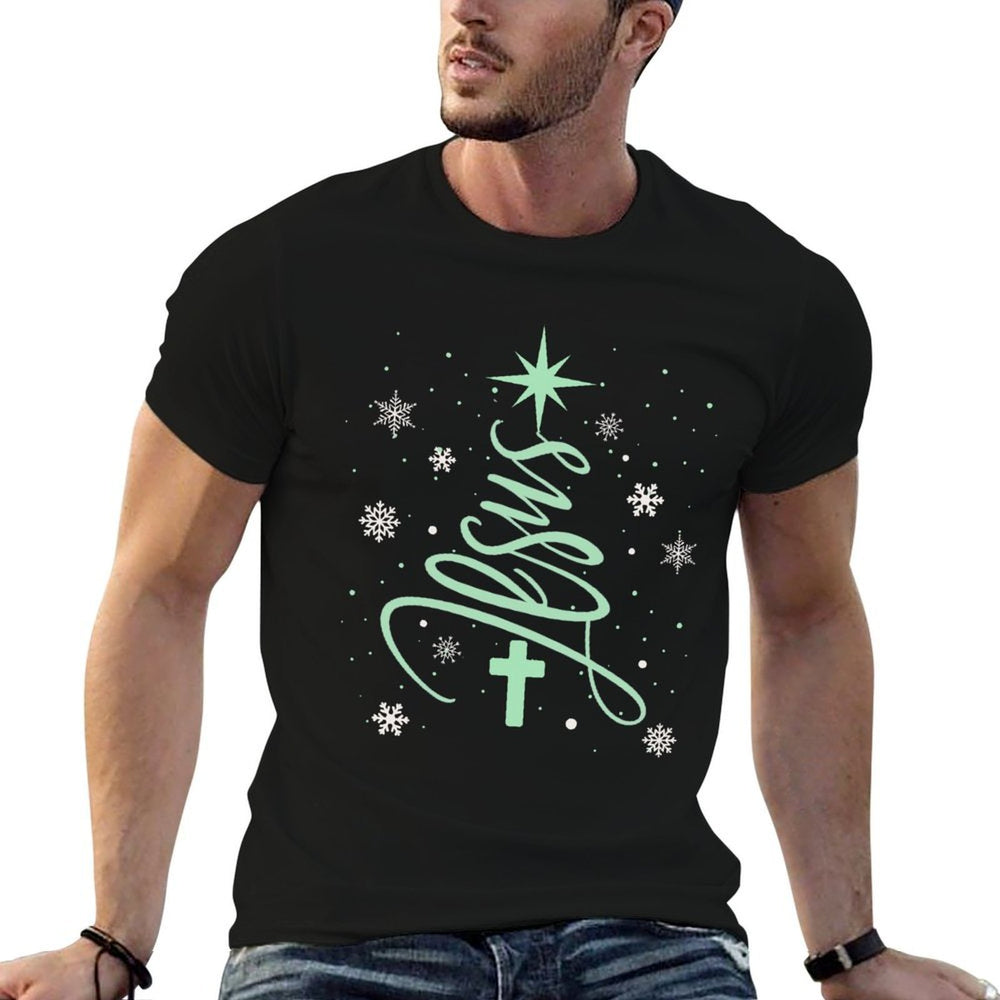 Jesus Tree Christian Christmas Faith Snowflakes Cross  Odor-resistant T-Shirt