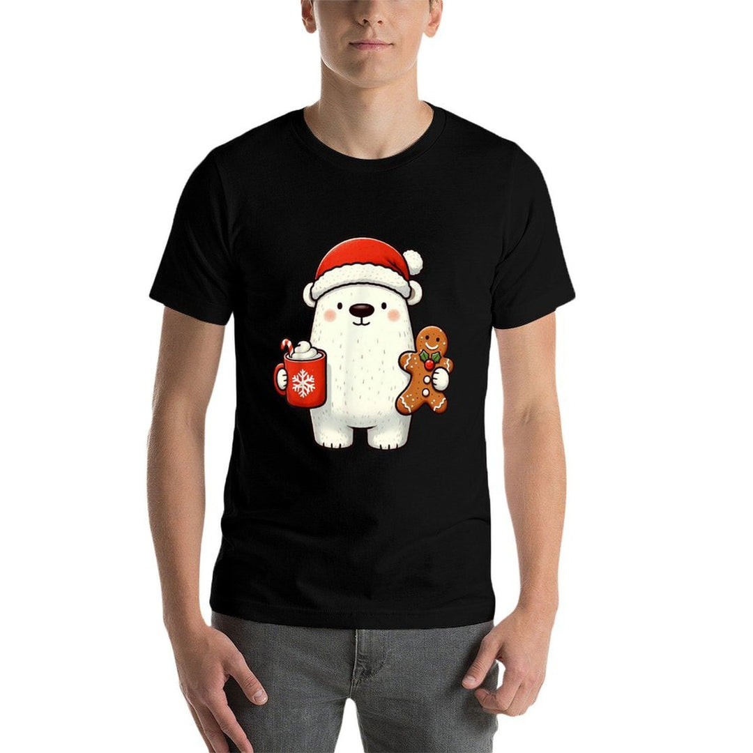 Polar Bear Santa Hat Christmas Holiday Xmas Coffee Cookies  Eco-friendly Material T-Shirt