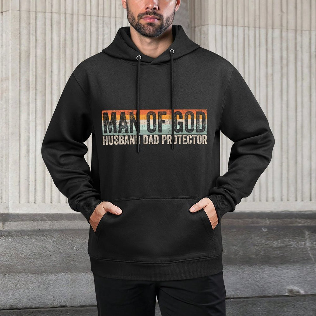 Man of God Husband Dad Protector Christian Dad Father&#39;s Day Layering Staple Hoodie