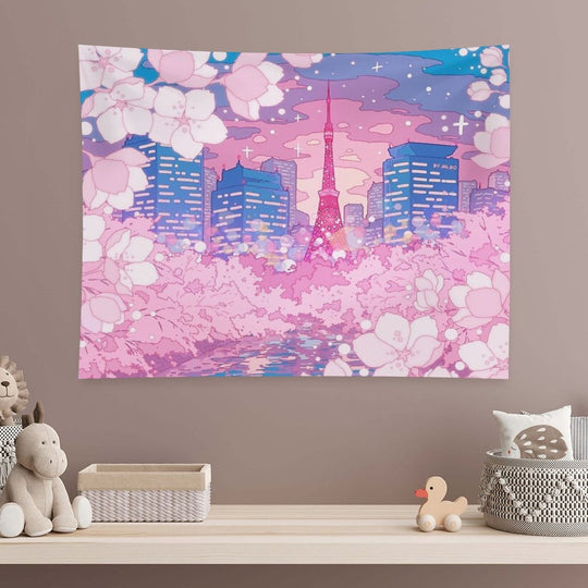 The Evening Tokyo Lake View Tapestry
