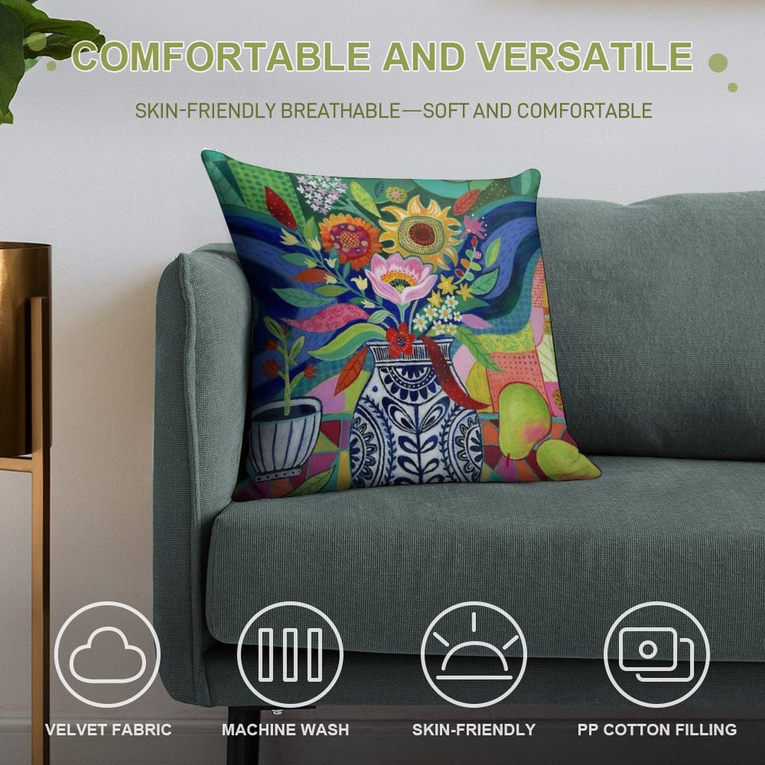 Late Summer Blooms Soft Gift Ready Throw Pillow