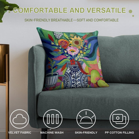 Late Summer Blooms Soft Gift Ready Throw Pillow