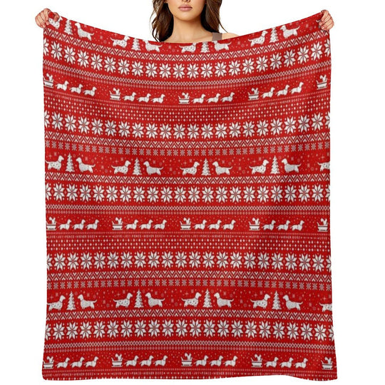Dachshunds Christmas Sweater Pattern Comfort Throw Blanket