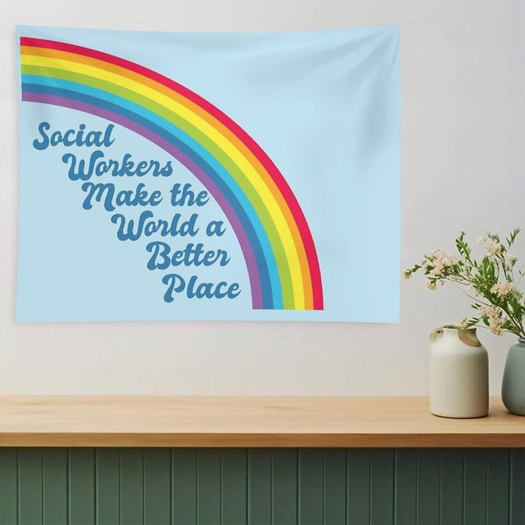 Social Work Rainbow Quote Tapestry
