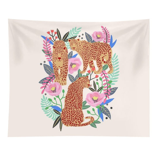 Leopard Idea, Leopard Print, Animal Print, Flower Print Tapestry