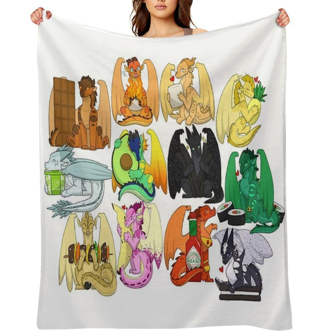 Wings of Fire Chibis with FOOOOD Velvety-soft Throw Blanket