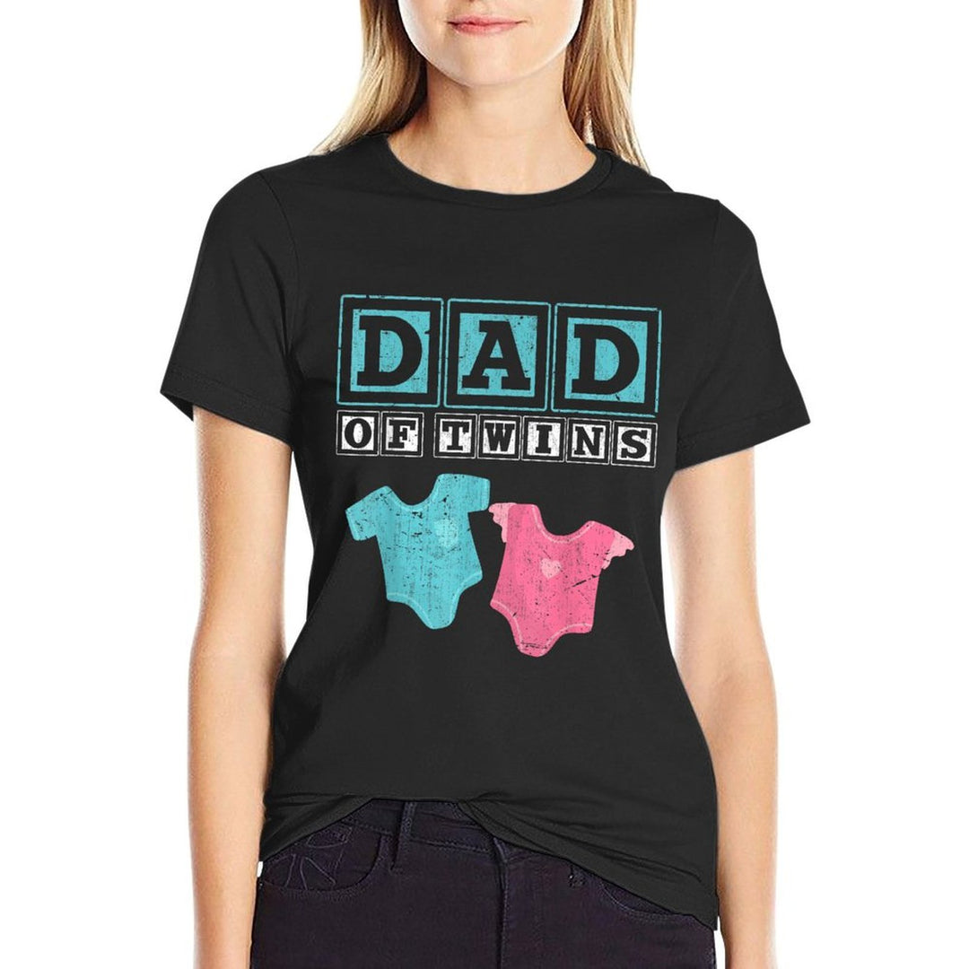 Dad Of Twins Family Daddy Fathers Day Future Parents  Heathered Texture T-Shirt