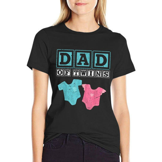 Dad Of Twins Family Daddy Fathers Day Future Parents  Heathered Texture T-Shirt