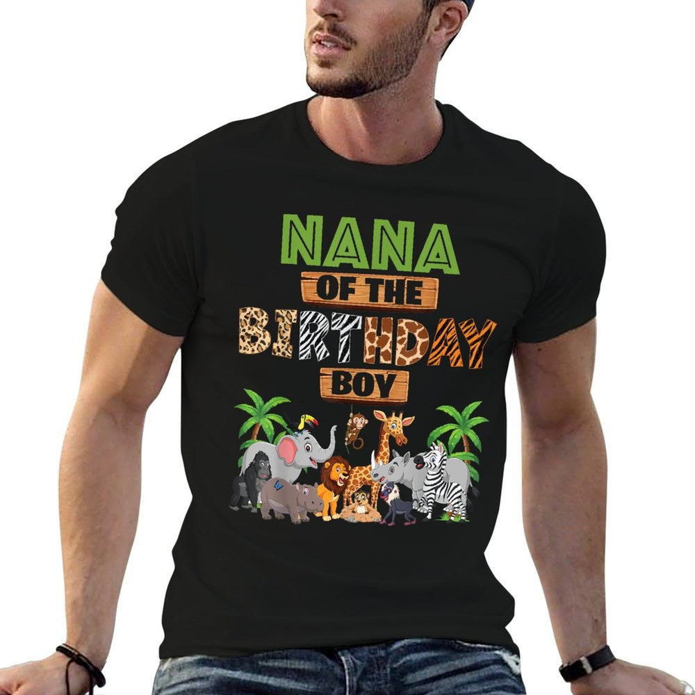 Wild Nana Of The Birthday Boy Zoo Safari Jungle Animal  Wrinkle-resistant T-Shirt