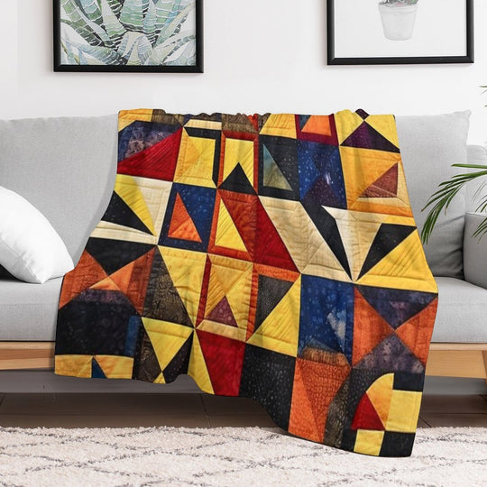 Block Quilt Pattern Gift-ready Throw Blanket