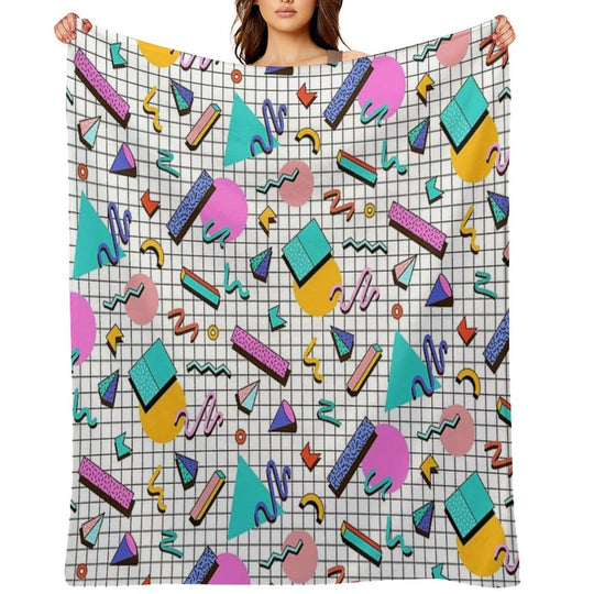Funky 80s Eighties Memphis Pattern Design Eco-conscious Throw Blanket