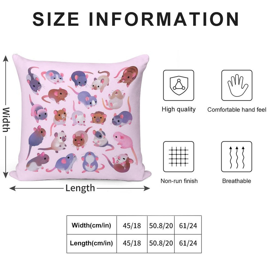 Fancy Rat - Pink Soft Anti-Pilling Throw Pillow