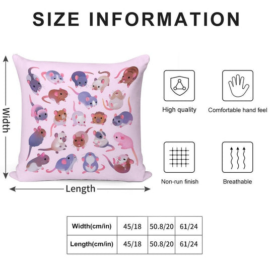 Fancy Rat - Pink Soft Anti-Pilling Throw Pillow
