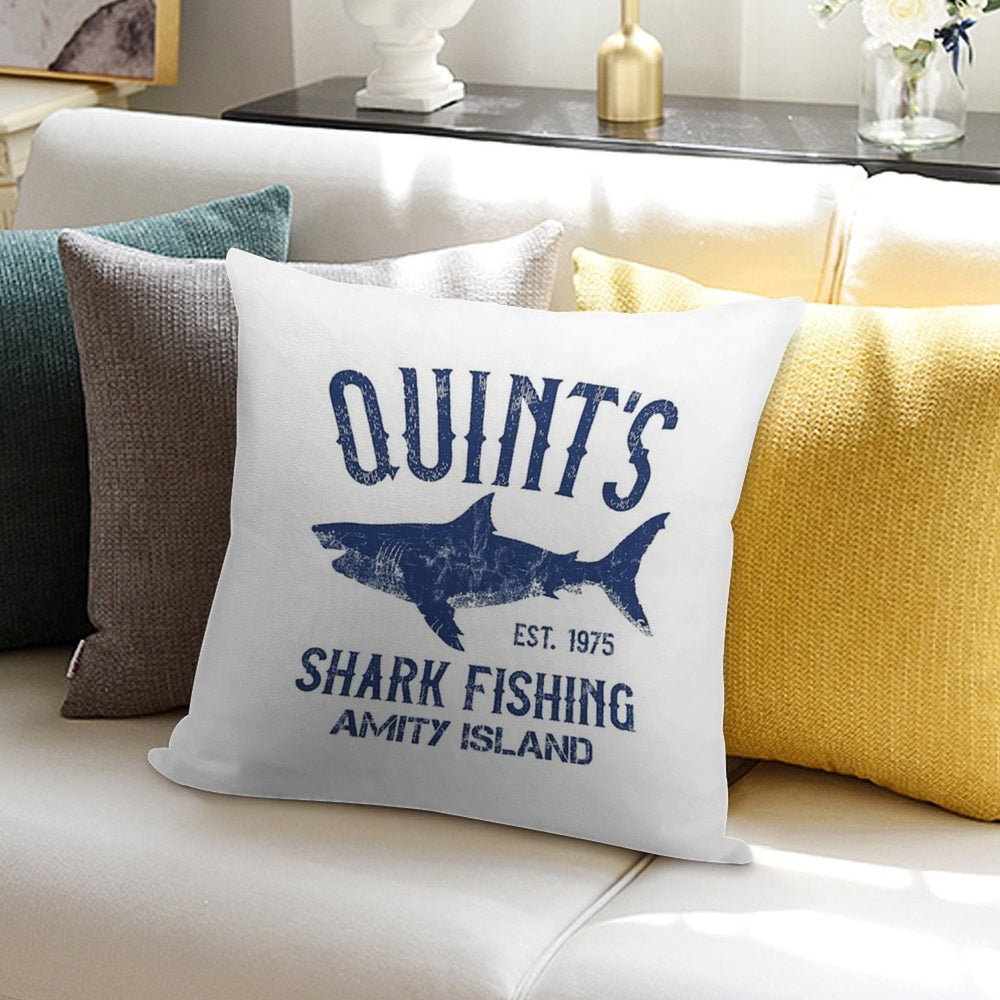 Quint's Shark Fishing - Amity Island 1975 Soft Durable Construction Throw Pillow