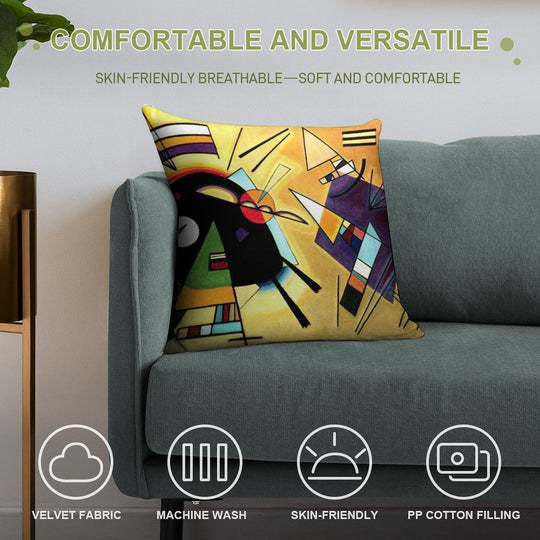 Vassily Kandinsky Black And Violet 1923 Soft Short Plush Fabric Throw Pillow