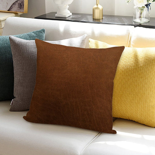 Leather Textured Soft Shrink-Resistant Throw Pillow
