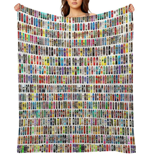 Vintage Skateboard Print Anti-pilling Throw Blanket