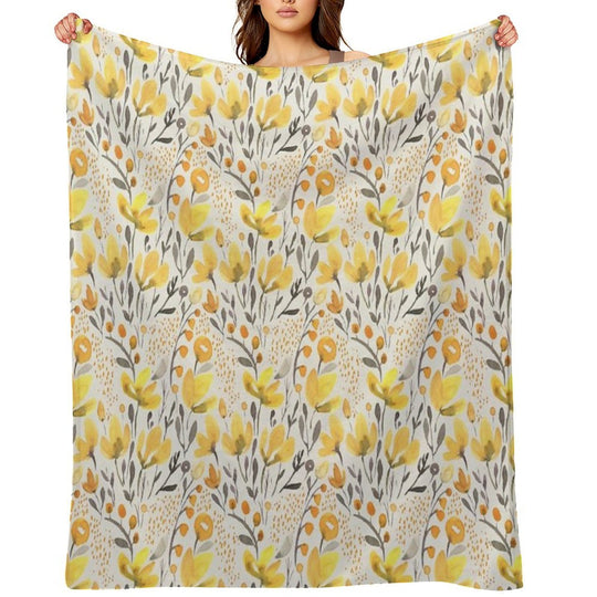 Yellow Field Wrinkle-free Throw Blanket