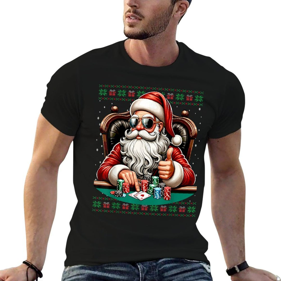 Poker Santa Poker Player Ugly Christmas Sweater  Polyester Blend T-Shirt
